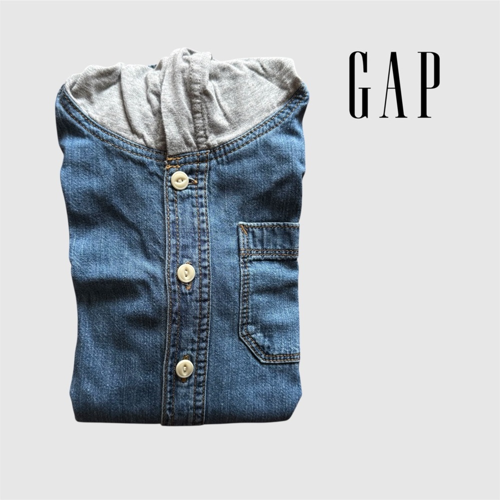 Kids Items Offers Accepted! GAP Denim Shirt with Gray Hood